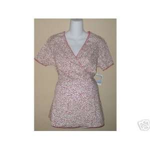 Dainty Red Flowered Short Sleeved Maternity Top   Cotton Blend   Size 