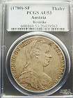 1780 Austria Thaler silver coin PCGS AU53