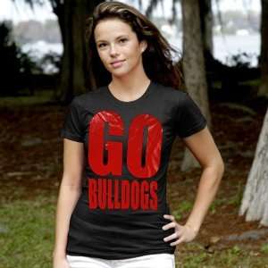   Bulldogs Ladies Black Team Cheer T shirt (Large)