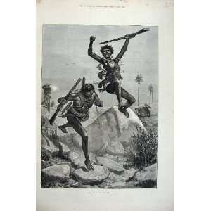  1878 Fine Art Skirmish Kaffirs War Natives Weapons Men 