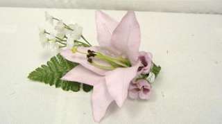 LAVENDER Tiger Lily Boutonniere Silk Wedding Flowers  