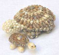Turtles Set of 2 Hand Crafted Sea Shells Vintage GUC  