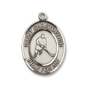 Sterling Silver St. Christopher/Ice Hockey Pendant Sterling Silver 