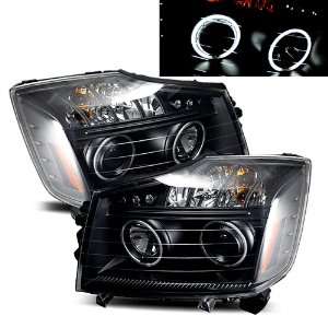  08 09 Nissan Titan Black CCFL Halo Projector Headlights /w 