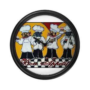  4 Chef Pug Pets Wall Clock by 