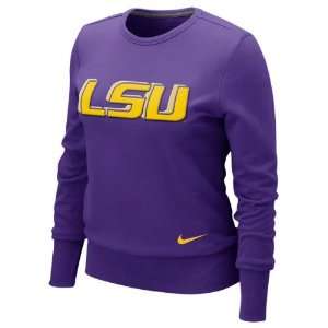 LSU Tigers Womens Nike Purple Heather Long Sleeve Scoop Neck Fleece 