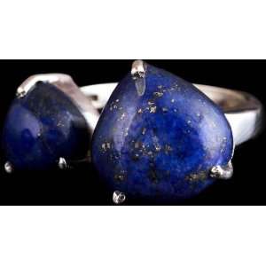  Twin Lapis Lazuli Ring   Sterling Silver 
