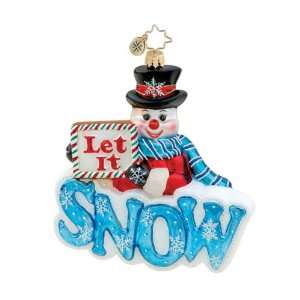 Christopher Radko Glass Snowy Request Snowman Christmas Ornament 