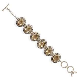 Oval Yellow Citrine Sterling Silver Bracelet 6 stone Adjustable for 