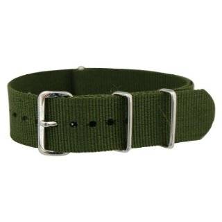  Nylon Watch Band Military Sport Strap Army Green Stainless 