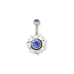   SHIELD with Double Gem Belly Button Ring 5/8~16mm Crystal Jewelry