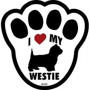  I Love My Westie Dog Pawprint Window Decal w/Suction Cup 