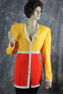 JOHN collection Santana knit yellow orange suit jacket blazer pin L 14 
