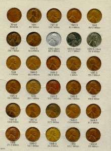 1941 1958 P D S WHEAT PENNIES, 1959 1974 MEMORAL PENNIES+ BONUS 1958 P 