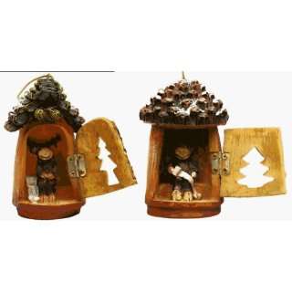  Pinecone Outhouse Ornaments Set of Two