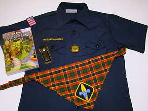 Boy Scout Uniform Blue Shirt Webelos 1 Scarf Youth Large Book Knife 