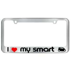  I Love My Smart Chrome License Plate Frame Automotive