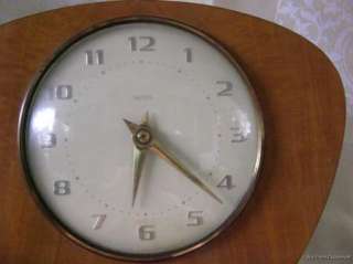 Vtg Smiths Clock Wood Mantel Eames Era Sleek Modernist Atomic Mid 