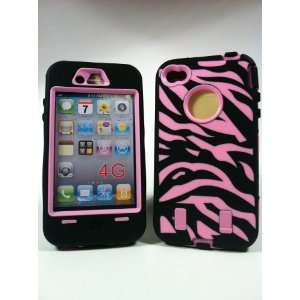  Armored Core Zebra Black/Pink Print Case for Iphone 4/4S 