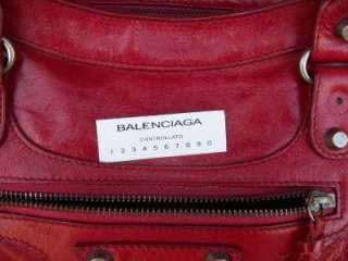 LARGE BALENCIAGA PARIS RED BAG PURSE W/NUMBER  
