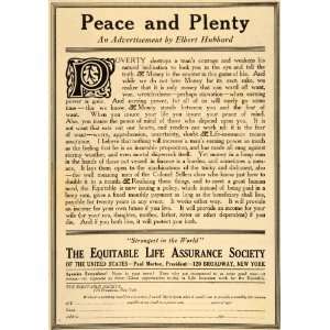  1910 Ad Equitable Society Life Insurance Elbert Hubbard 