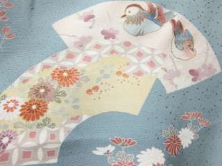   09v2554 Houmongi Japanese Kimono Robe Dress Elegant Bird Silk  