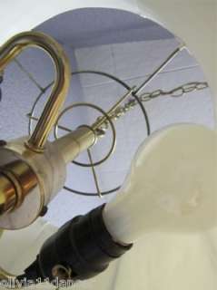 Ethan Allen Brass Hanging Swag Lamp Mid century Hollywood Regency 