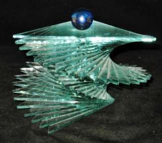 Layered Geometric Art Glass Paperweight, Swirl, 5 1/2  