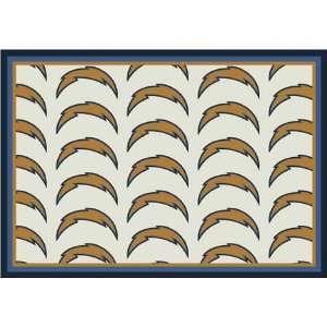  NFL Team Repeat Rug   San Diego Chargers (Cream Bkgrd 