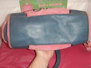 Juicy Couture Pink Velour Blue Leather Belted Shopper Purse Handbag 