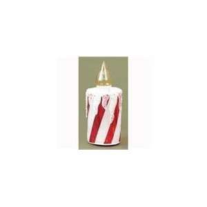 Icy Candy Cane Striped Glass Christmas Candle Table Top Figure 