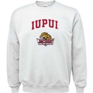  IUPUI Jaguars White Youth Arch Logo Crewneck Sweatshirt 