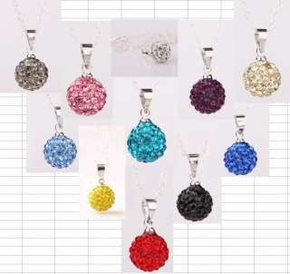 Jewelry wholesale clay 10MM SHAMBALLA color crystal necklace+gift box 