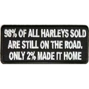 Funny Patch about Harleys  Embroidered to sew or iron on, 4x1.75 inch 