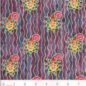  45 Wide Serenity Flower Stripe Indigo/Purple Fabric By 