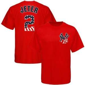 Majestic New York Yankees #2 Derek Jeter Red Stars & Stripes Player T 