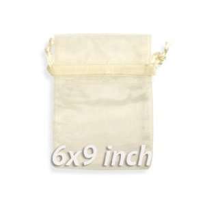   Pcs Sheer Organza Drawstring Pouches Gift Bags Ivory Color 6x9 Inches