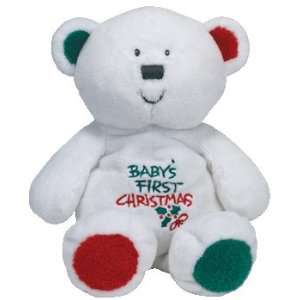  Baby Ty Babys First Christmas Bear   Rare with Holly 