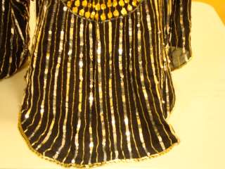NEW SUMIKO BLOUSE sz S BLACK w/SILVER & GOLD SEQUENCE  