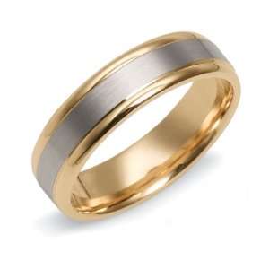  14k Yellow and White Gold Engraved Wedding Band, Size 9 Jewelry