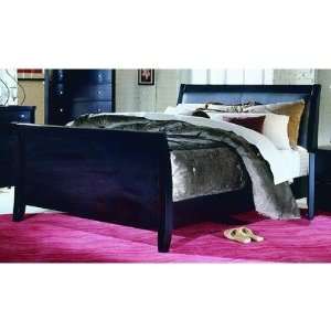   Leather Bed in Black Merlot Size Eastern King Furniture & Decor