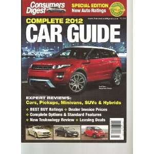Consumers Digest Magazine (Complete 2012 Car Guide, Special Edition 