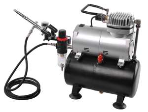   action Gravity Feed Airbrush & Piston Compressor with Air Tank Kit