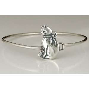  A Sweet Kitty Cat with a Pretty Bow Bracelet in Sterling 
