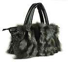 A398 Women Silver fox fur genuine briefcase tote bag handbag Jevin 