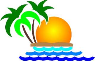 Tropical Beach Sunset cornhole game decal set  