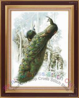 PRETTY PEACOCKS IN WINTER   counted cross stitch kit  