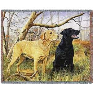  Yellow and Black Lab Retriever Dog Tapestry Throw or Wall 