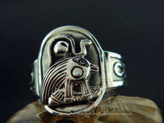 Egyptian Silver God Amun Ra W/ Ankh Ring 8  