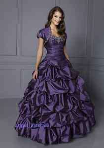 Purple Evening Dress with Jacket/Prom Gown/Plus Size  